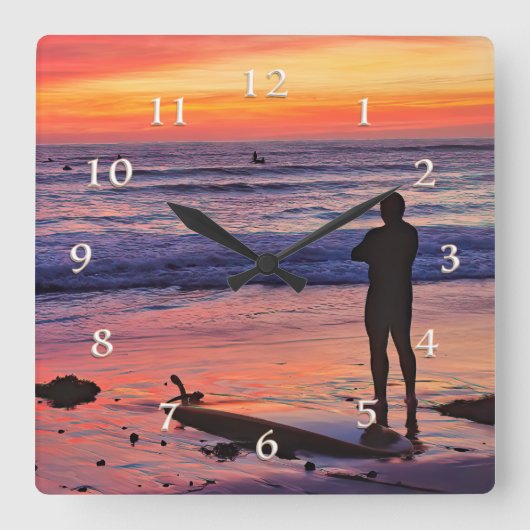 DIE SIEBTE WELLE QUADRATISCHE WANDUHR (Vorderseite)