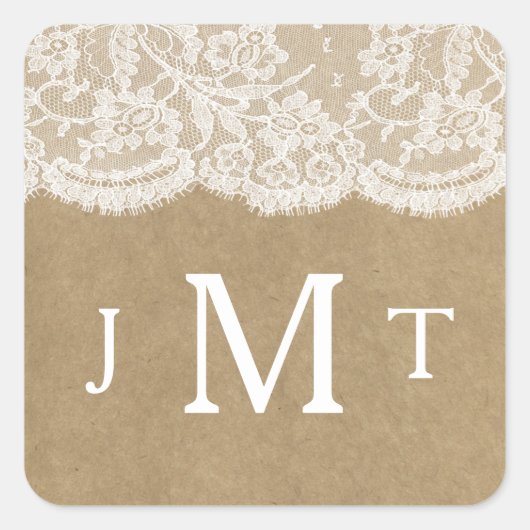 Die Siegel der Kraft & Lace Wedding Collection Quadratischer Aufkleber (Vorderseite)