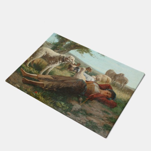 Die Siesta des Goatherder Girl's (von Carlo Ademol Fußmatte (Schrägansicht)