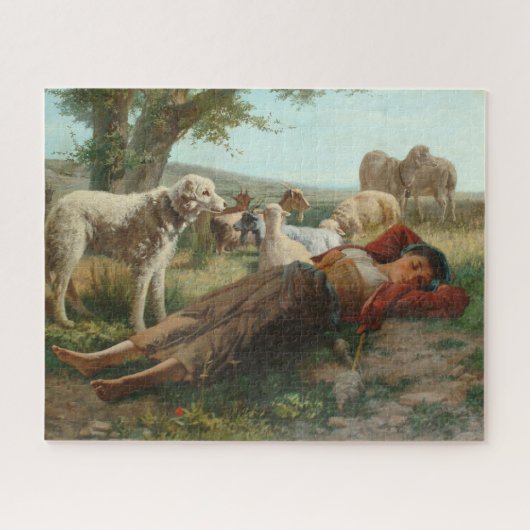 Die Siesta des Goatherder Girl's (von Carlo Ademol Puzzle (Horizontal)