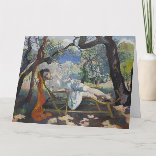 Die Siesta (Jeanne, die in einem Schaukelstuhl ruh Karte (Vorderseite)