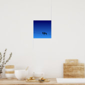 Die Silhouette der blühenden Schwarzvögel auf Wire Poster (Küche)