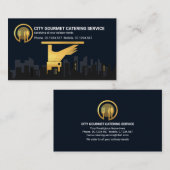 Die Silhouette des Golden Waiter Serving Plate Cit Visitenkarte (Vorne/Hinten)