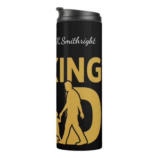 Die Silhouette des wandernden Vaters Vater Sohn Thermosbecher (Nach rechts gedreht)