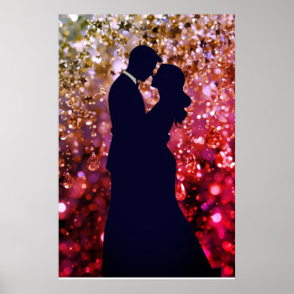 Die Silhouette junger Liebe auf einem Wandposter Poster