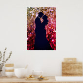 Die Silhouette junger Liebe auf einem Wandposter Poster (Küche)