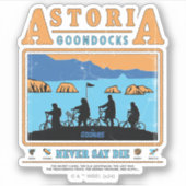 Die Silhouetten der Goonies über Astoria Goondocks Aufkleber (Vorderseite)