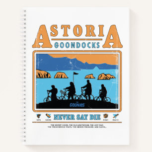 Die Silhouetten der Goonies über Astoria Goondocks Notizblock