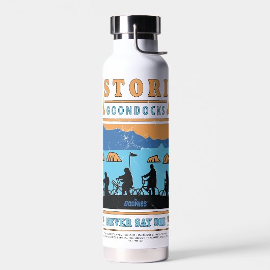 Die Silhouetten der Goonies über Astoria Goondocks Trinkflasche (Links)