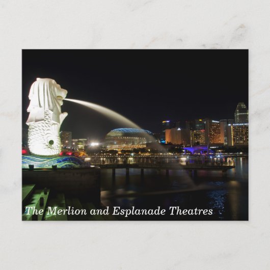 Die Singapur-Merlion- und Esplanade-Theater Postkarte (Vorderseite)