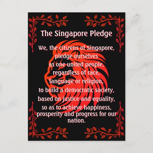 Die Singapur Pledge National Day Postcard Postkarte (Vorderseite)