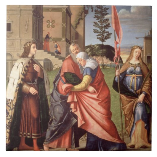 Die Sitzung am Golden Gate mit Heiligen, 1515 ( Fliese (Vorderseite)