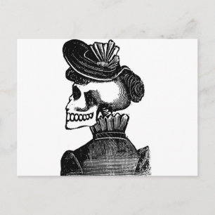 Die Skelettdame. Circa Anfang der 1900er Jahre in  Postkarte