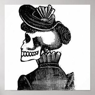 Die Skelettdame. Circa Anfang der 1900er Jahre Mex Poster