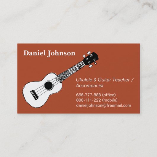 Die Skizze, lässig, entspannen sich Ukulele- und Visitenkarte (Vorderseite)