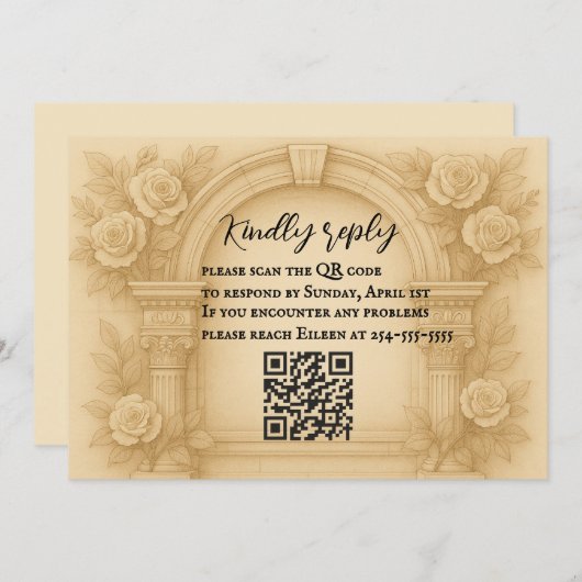 Die skulpierte Vow QR Code Wedding RSVP Card Einladung (Vorne/Hinten)