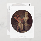 Die Skulptur Tondo von Antoine Watteau Postkarte (Vorne/Hinten)
