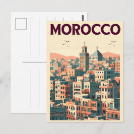 Die Skyline der Altstadt von Marrakesch mit Mosche Postkarte