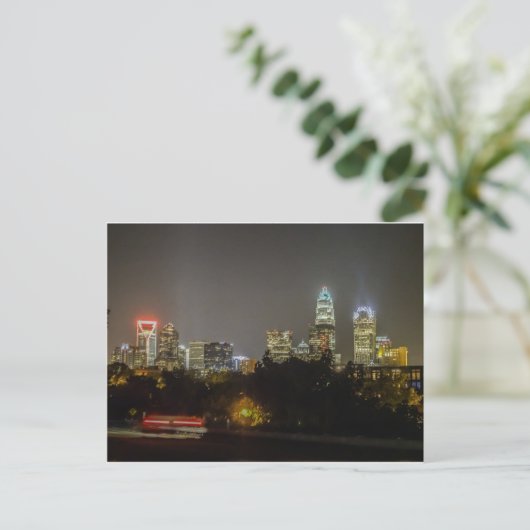 Die Skyline der Stadt Charlotte Postkarte (Stehend Vorderseite)