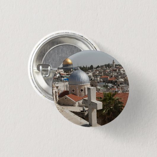 Die Skyline des alten Jerusalems Button (Vorne & Hinten)