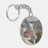 Die Skyline des alten Jerusalems Schlüsselanhänger (Vorderseite links)