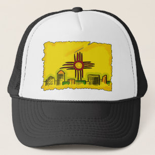 Die Skyline-Staatsflagge in New Mexico hat Truckerkappe