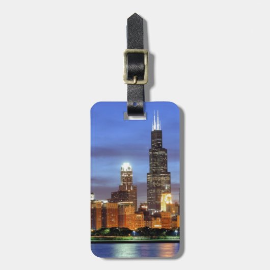 Die Skyline von Chicago vom Adler Planetarium Gepäckanhänger (Vorderseite vertikal)