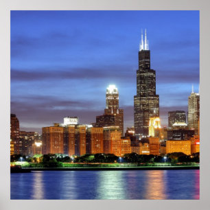 Die Skyline von Chicago vom Adler Planetarium Poster