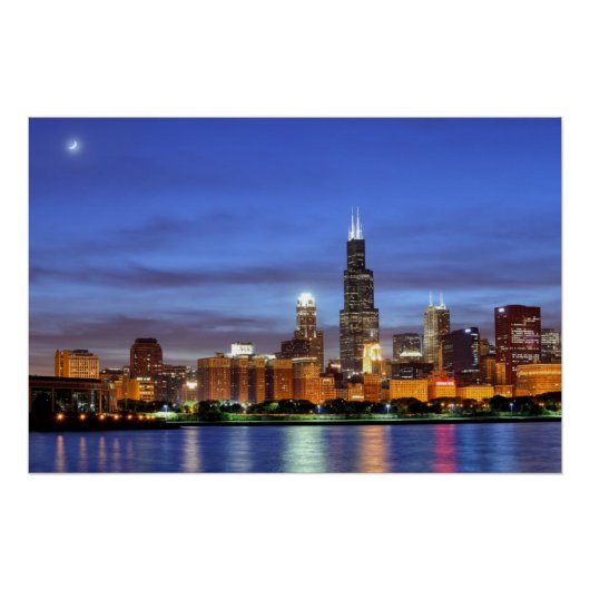 Die Skyline von Chicago vom Adler Planetarium Poster (Vorderseite)