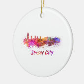 Die Skyline von Jersey City in Aquarell Keramik Ornament (Links)