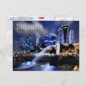 Die Skyline von Merlion und Singapur Postkarte (Vorne/Hinten)