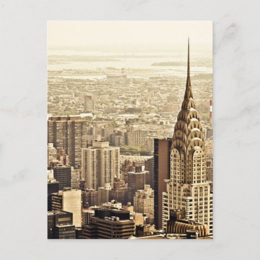 Die Skyline von New York City und das Chrysler-Geb Postkarte (Vorderseite)