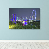 Die Skyline von Singapur nach Nacht Leinwanddruck (Insitu (Holzboden))