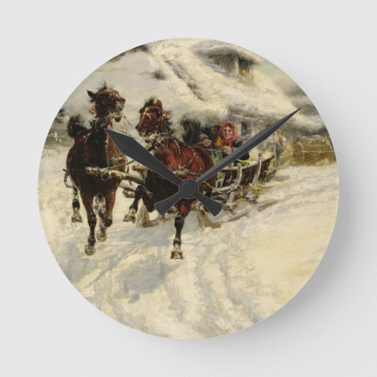 Die sleigh-Fahrt, 1896 (Öl auf Leinwand) Runde Wanduhr (Vorderseite)