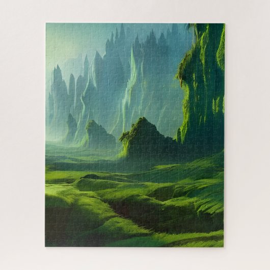 Die smaragdgrüne Valley Fantasy Art Postcard Puzzle (Vertikal)