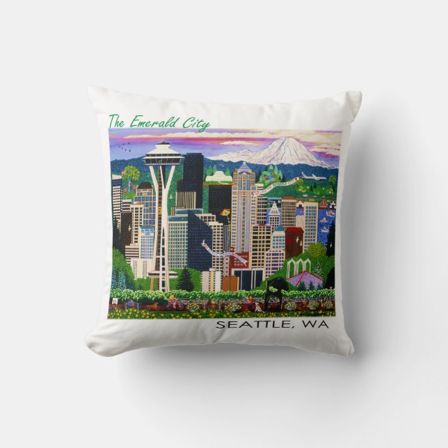 Die Smaragdstadt Seattle Kissen (Vorderseite)