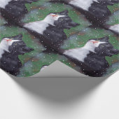 Die Smokings-Katze, die oben Schnee betrachtet, Geschenkpapier (Ecke)
