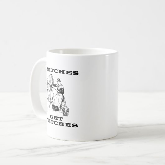 Die Snitches erhalten Stiche Näherin-Wortspiel Kaffeetasse (Vorderseite Links)