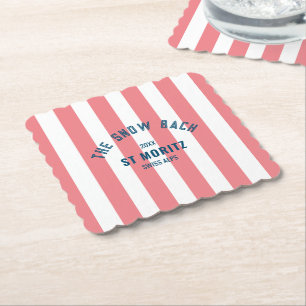 Die Snow Bach Pink Cabana Stripe Junggesellinnenab Untersetzer