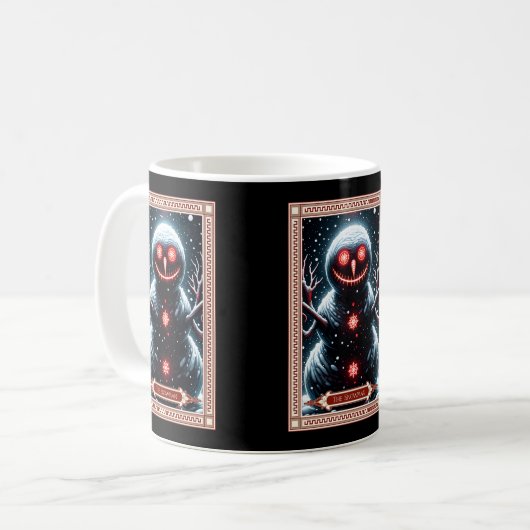 Die Snowman-Tarot-Karte Kaffeetasse (Vorderseite Links)