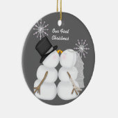 Die Snowmen küssen verheiratet unser erstes Keramik Ornament (Rechts)