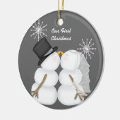 Die Snowmen küssen verheiratet unser erstes Keramik Ornament (Links)