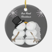Die Snowmen küssen verheiratet unser erstes Keramik Ornament (Hinten)