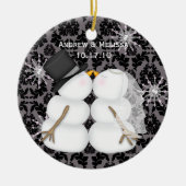 Die Snowmen küssen verheiratet unser erstes Keramik Ornament (Vorne)