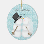 Die Snowmen küssen verheiratet unser erstes Keramikornament (Links)