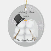 Die Snowmen küssen verheiratet unser erstes Keramikornament (Links)