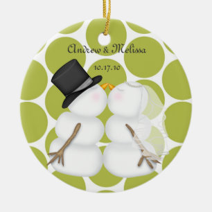 Die Snowmen küssen verheiratet unser erstes Keramikornament
