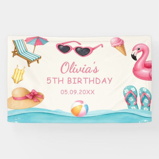 Die Sommer-Pool-Geburtstagsfeier Banner (Horizontal)