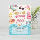 Die Sommer-Pool-Geburtstagsfeier Einladung (Stehend Vorderseite)