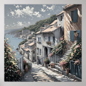 Die Sommerlandschaft des französischen Dorfes am M Poster (Vorne)